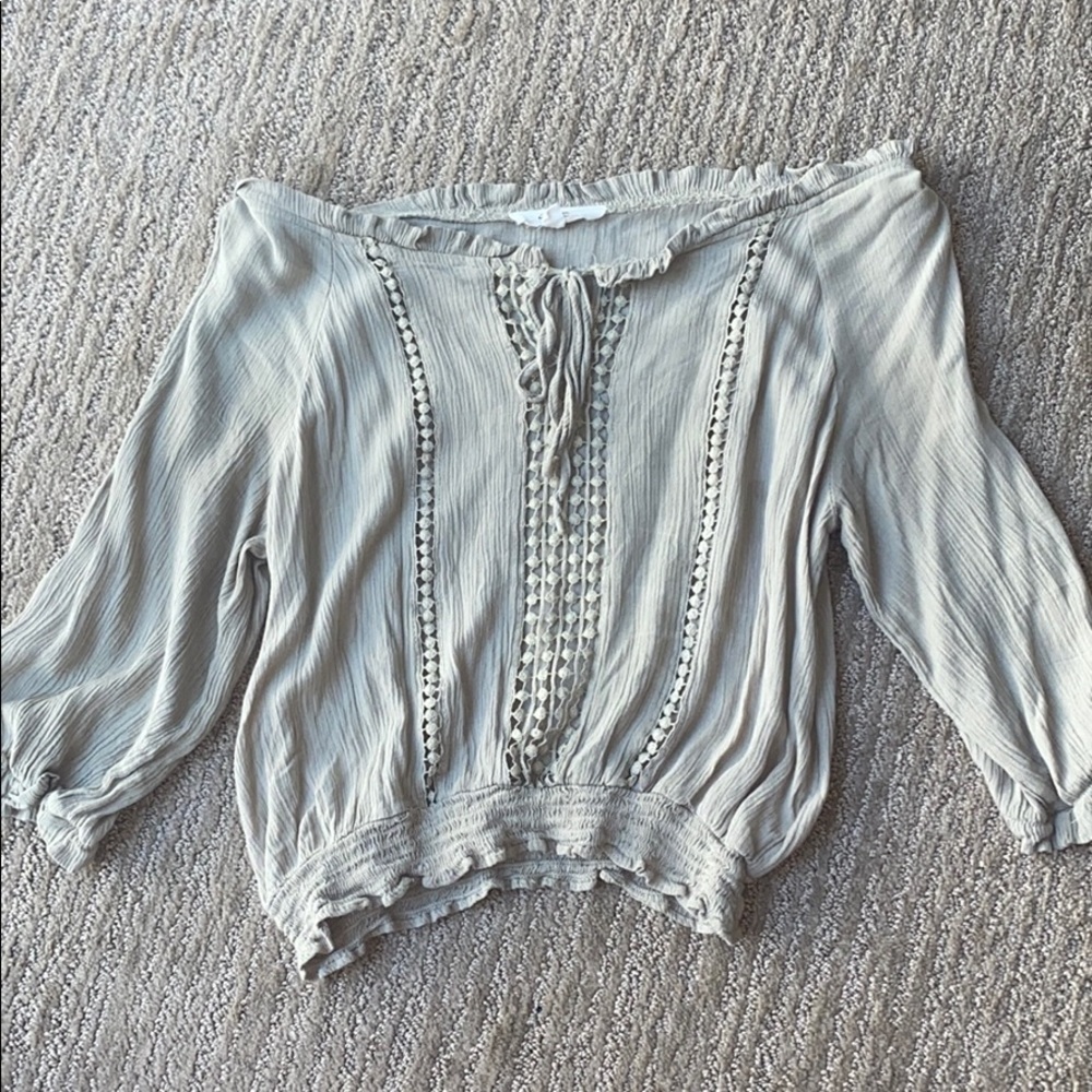 Light olive green - off the shoulder top